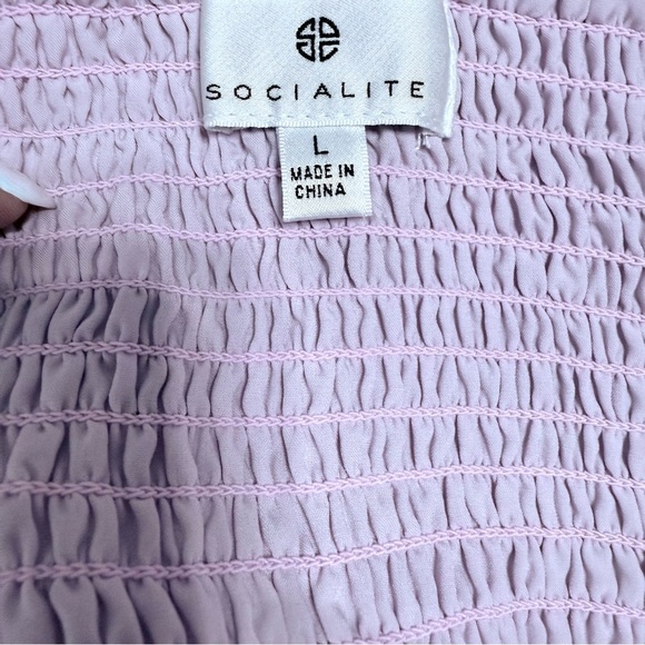 Socialite Square Neck Floaty Sleeveless Cami Midi Dress Smocked Waist Women’s L - Picture 4 of 5